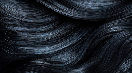 Naklejka premium Close-up of wavy black hair for product dvertisement shampoo cosmetics