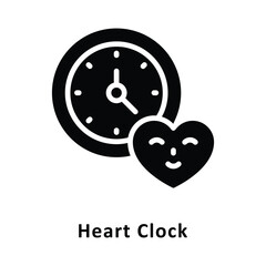 Heart Clock Vector Gylph Icon. Eps 10 File