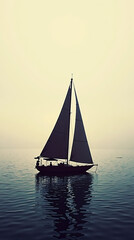 sailboat on a misty sea, phone wallpaper, generative ai
