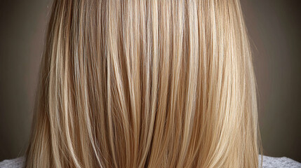 Naklejka premium Close-up of long straight blonde hair for product dvertisement shampoo cosmetics