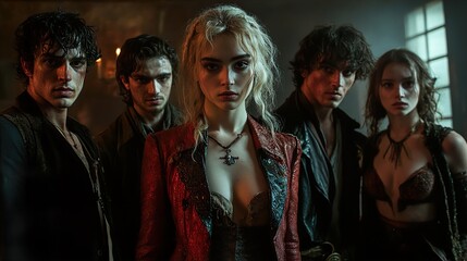 Dark and Moody Film Still: A captivating ensemble cast