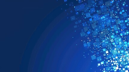Abstract blue background with sparkling squares, ideal for digital design and technology themes.