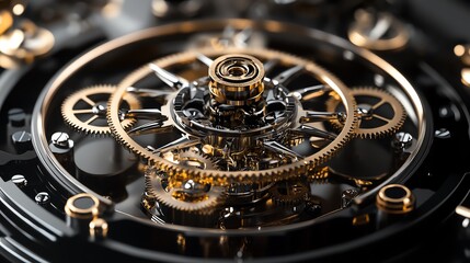 Intricate gears of a luxury watch mechanism.