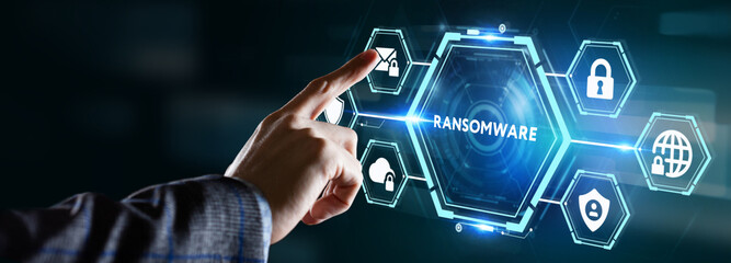 Cyber security lock that is being decoded using a ransomware
