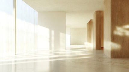 Fototapeta premium A spacious, modern interior with natural light and wooden accents.