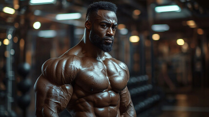 Fototapeta premium Muscular Man Fitness Bodybuilder Gym Strength Workout