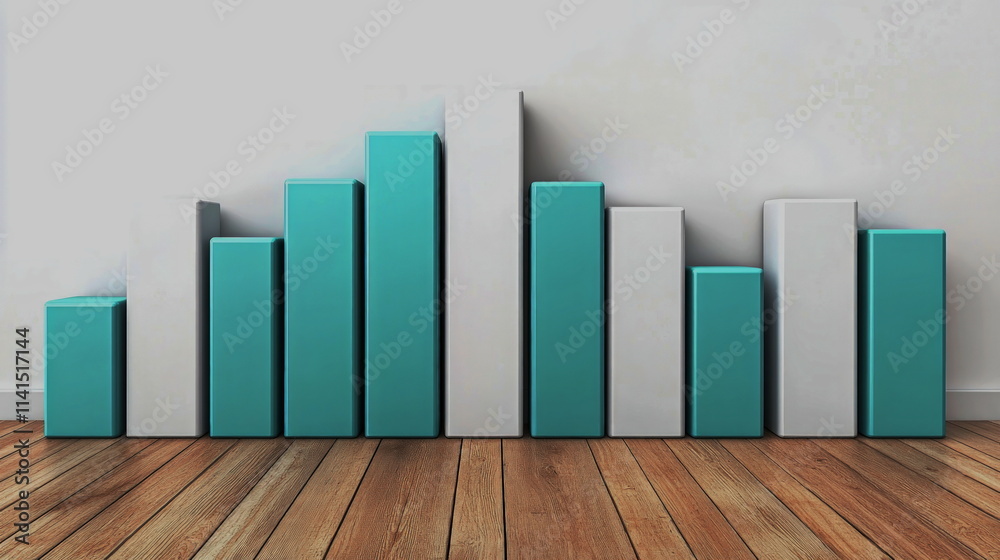Poster Data visualization analysis bar graphs and charts in a modern office environment