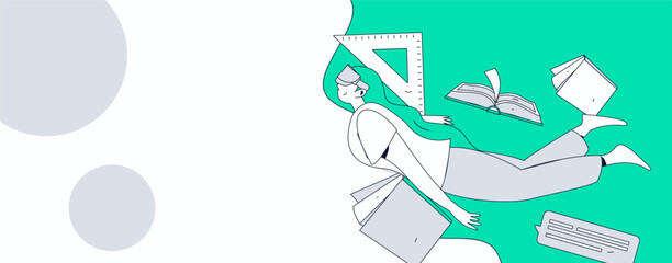 Education and learning people flat vector concept hand drawn illustration
