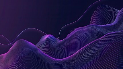 Abstract waves in purple and blue tones create a dynamic visual flow.