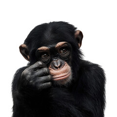 Naklejka premium Thoughtful Chimpanzee Gazing Intently with Expressive Emotion
