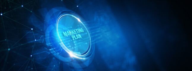 Planning marketing strategy. Marketing automation of business and industrial process. 3d illustration