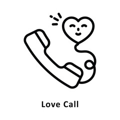 Love Call vector Outline Icon. Eps 10 File
