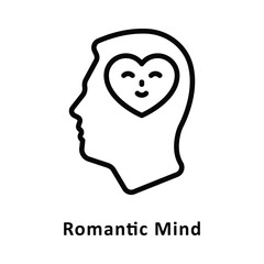 Romantic Mind vector Outline Icon. Eps 10 File