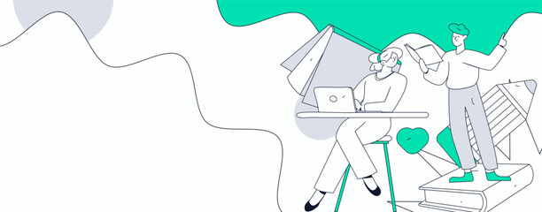 Education and learning people flat vector concept hand drawn illustration
