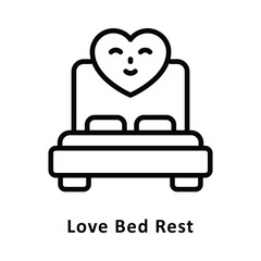 Love Bed Rest vector Outline Icon. Eps 10 File