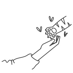 pet paw and human hand in doodle sign cartoon