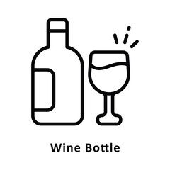 Wine Bottle vector Outline Icon. Eps 10 File