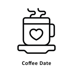 Coffee Date vector Outline Icon. Eps 10 File