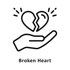 Broken Heart vector Outline Icon. Eps 10 File