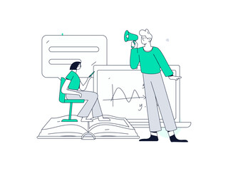 Education and learning people flat vector concept hand drawn illustration
