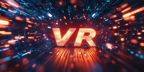 Glowing VR Logo Dark Background