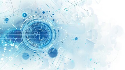 Obraz premium Abstract blue digital design with geometric shapes and lines.