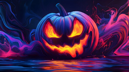 Glowing Jack-o'-lantern Abstract 3D Illustration