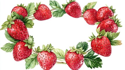 Strawberry Wreath with Green Leaves