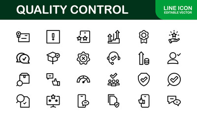 Quality Control Icon Set - Minimal, Modern, and Versatile Line Art Illustrations for Business, Manufacturing, and Product Assurance Needs