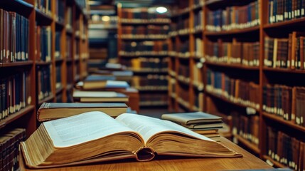 Shelves of books showcasing a deep literary archive for students.
