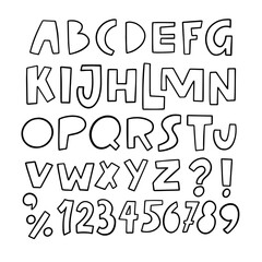 An Artistic Handdrawn Alphabet and Numbers Illustration for Creative Projects and Designs
