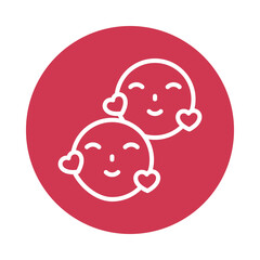 In Love Emoji Vector Gylph Circle Icon. Eps 10 file 