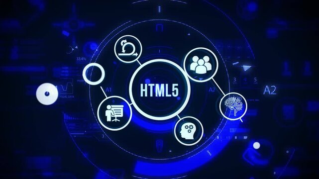 The concept of business, technology, the Internet and the network.  HTML5.
