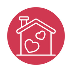 Romantic Home Vector Gylph Circle Icon. Eps 10 file 