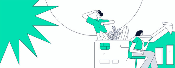 Internet financial management investment flat vector concept operation hand drawn illustration
