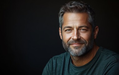 Fototapeta premium man with casual t-shirt is smiling at the camera, solid color background