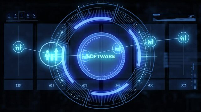 Software development and business process automation, internet and technology concept on virtual screen.