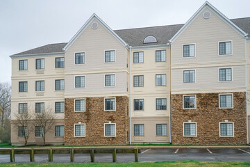 close up on modern rental apartment buildings