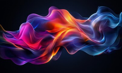 Abstract flowing fluid shapes with glowing dynamic gradients. Generative AI