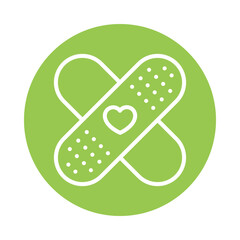 Heart Bandage Vector Gylph Circle Icon. Eps 10 file 