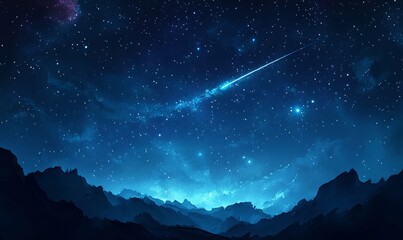 sky with a shooting star streaking across the dark expanse, Generative AI