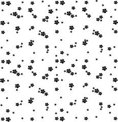 Pattern with black small flowers on a white background, seamless floral background, cute simple print for printing on fabric