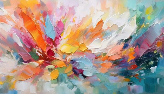 Abstract oil painting. Colorful background. Digital painting on canvas.