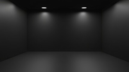 Empty black studio room with sleek design, vector template background ideal for displaying products, versatile banner for advertising merchandise on websites and e-commerce platforms