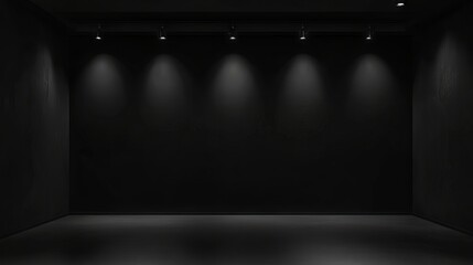 Empty black studio room with sleek design, vector template background ideal for displaying products, versatile banner for advertising merchandise on websites and e-commerce platforms