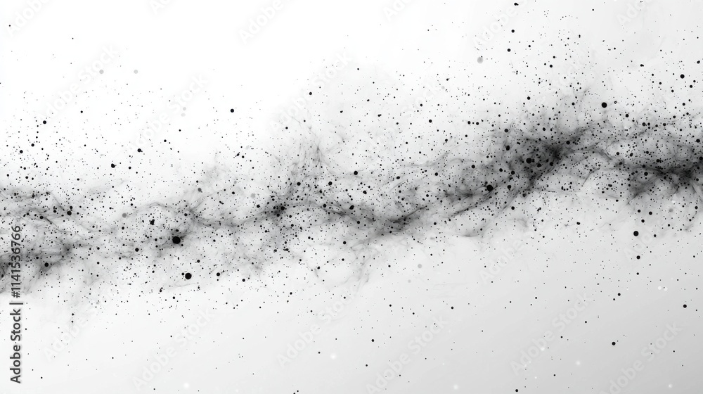 Poster dynamic black particle movement abstract background digital art minimalistic style high contrast vis