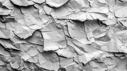 Crumpled paper texture abstract background digital art monochrome close-up creative design concepts