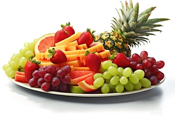 Fresh Fruit Platter,  Strawberries, Grapes, Pineapple, and Grapefruit