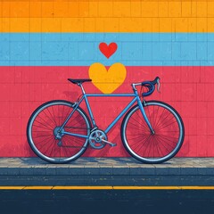 Fototapeta premium Cycling enthusiasm urban city bicycle photography colorful mural street view art and passion