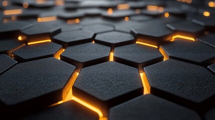 Obraz premium Geometric symmetry using hexagonal patterns and glowing intersections. Generative AI